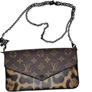 Louis Vuitton Felicie Pochette Monogram Canvas and Wild Animal Print